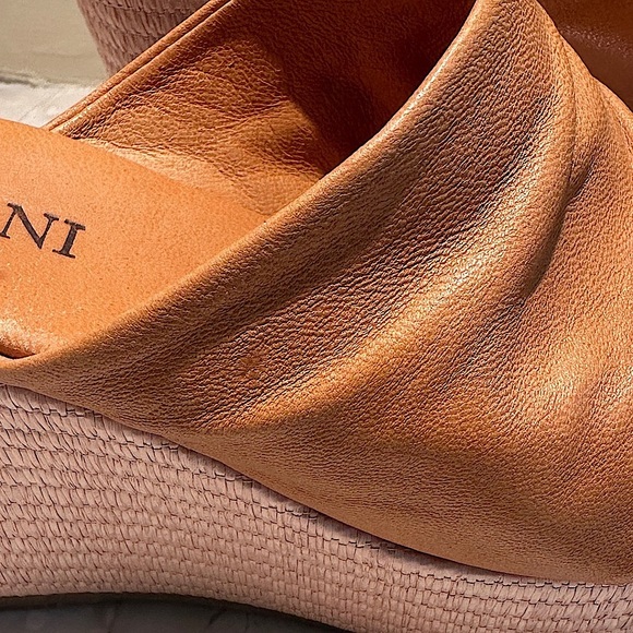 Cordani Made in Italy Leather slides platform shoes sandals curio brown color 38 - Picture 10 of 10